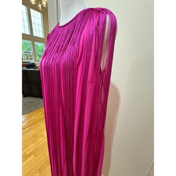 Anthropologie Hutch Magenta Fringe Dress M NWT Tassel Midi - Picture 14 of 14